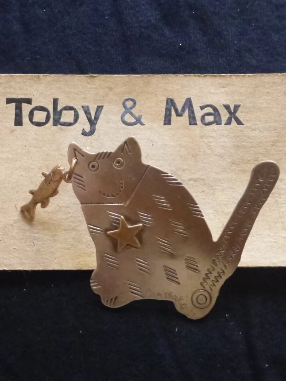 Vintage Toby & Max Sterling Silver Cool Cat Brooch Pin on Original Card